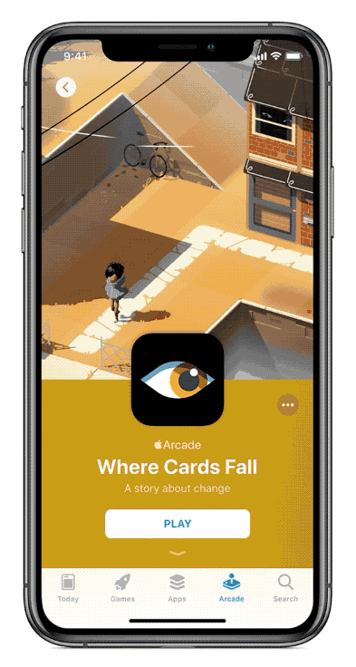 EGEN FANE: Apple Arcade vil dukke opp som en egen fane i App Store, der du stadig vil finne et håndplukket utvalg spill – som du umiddelbart kan hoppe inn i.