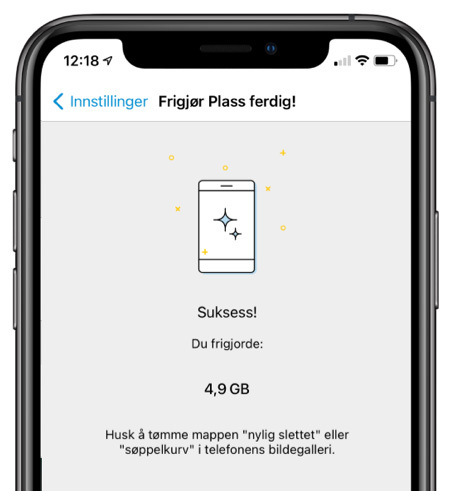 Voilà! Se hvor mye plass du har til nye bilder og videoer.